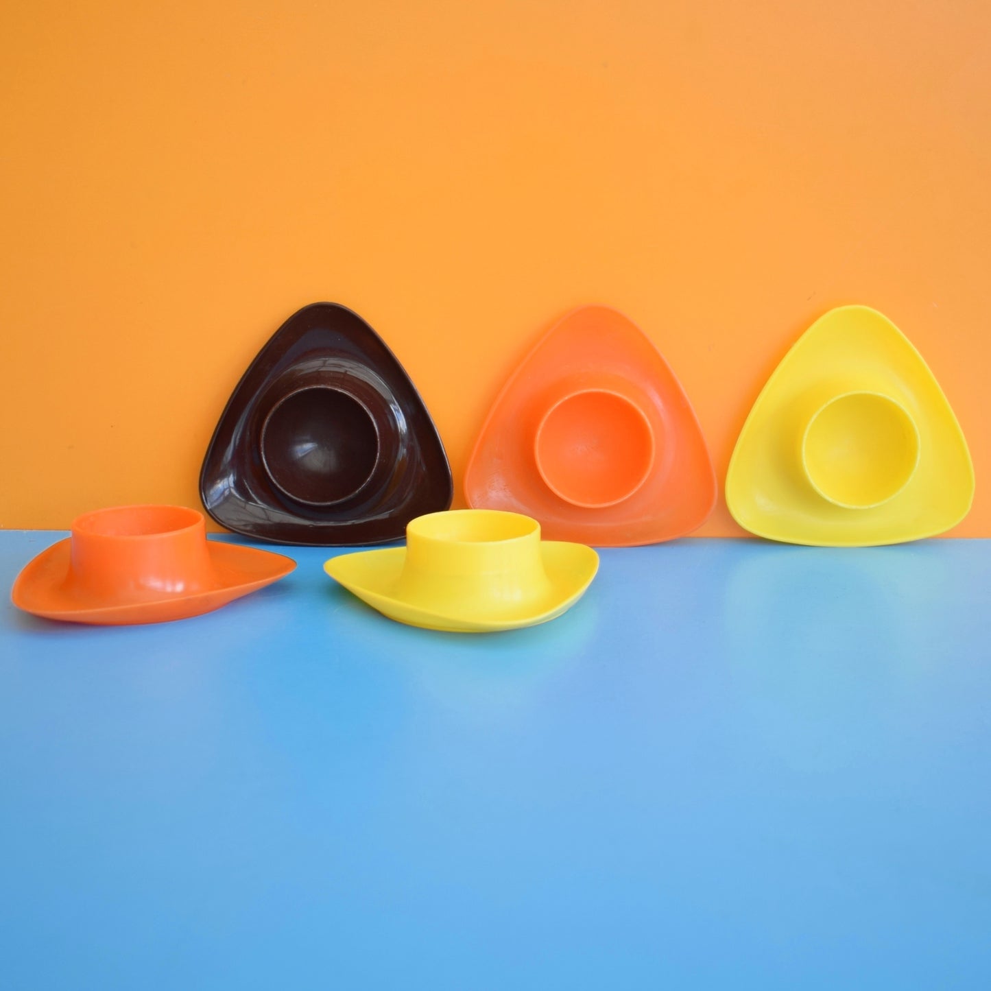Vintage 1960s Plastic Stacking Egg Cups x5