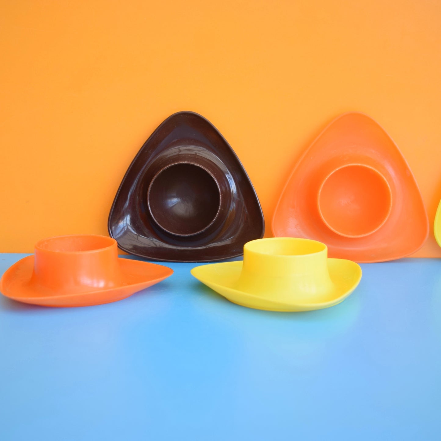 Vintage 1960s Plastic Stacking Egg Cups x5