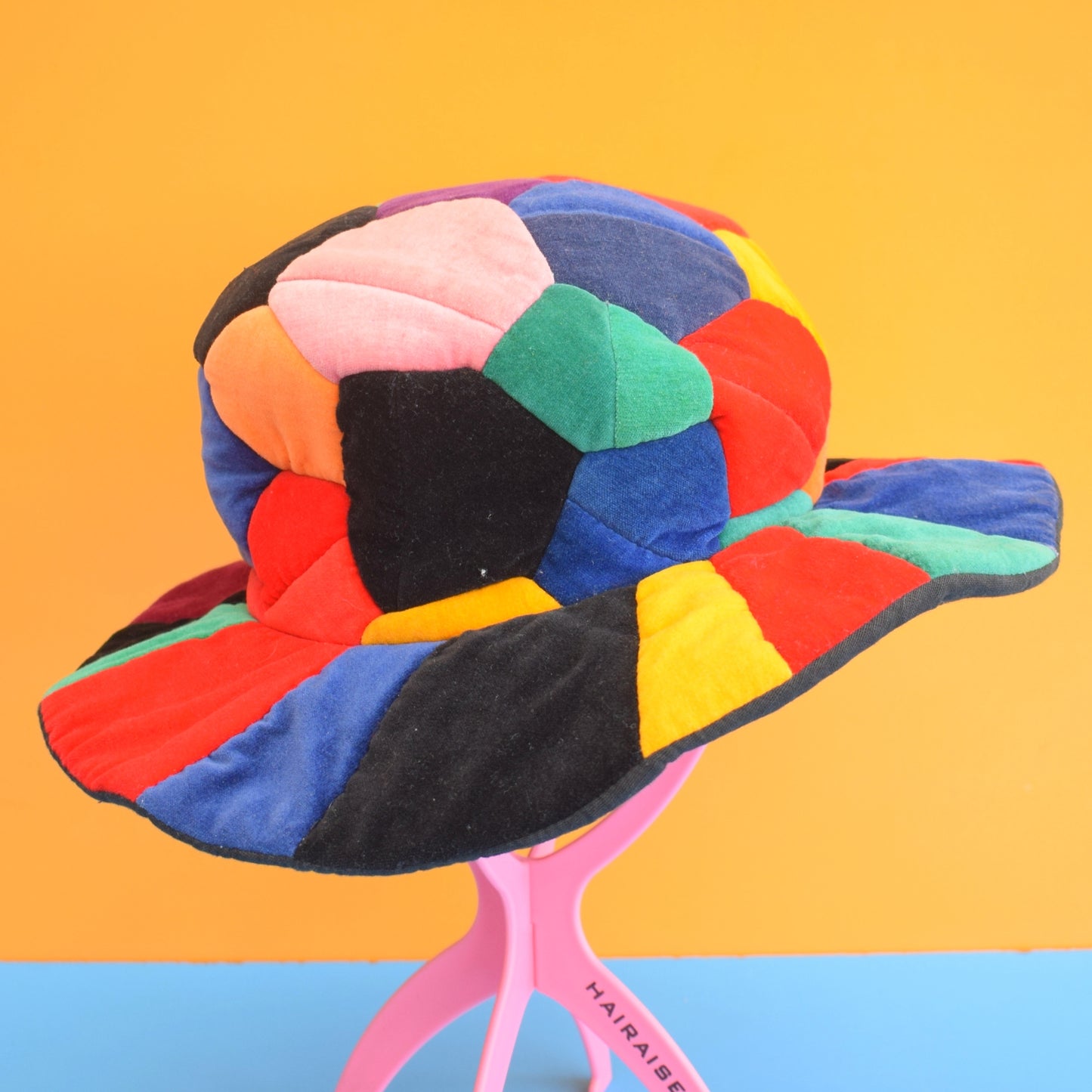 Vintage 1990s Velvet Patchwork Hat- Festival Style