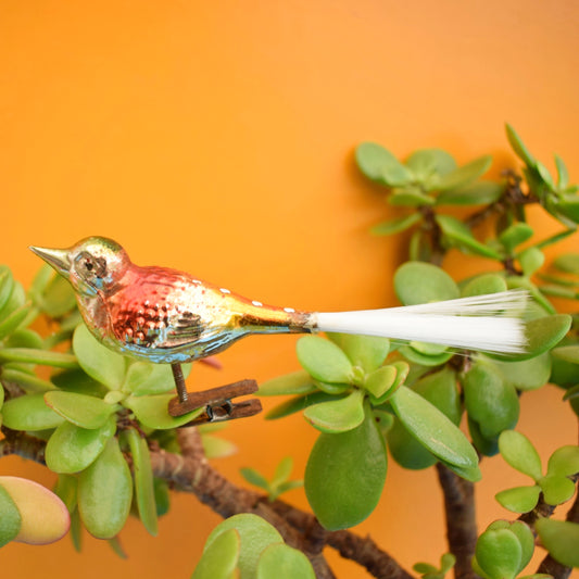 Vintage 1950s Glass Clip On Bird Christmas Decorations .