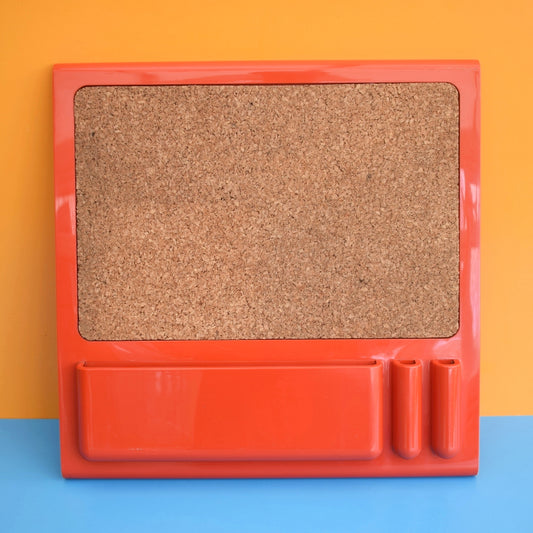 Vintage 1980s Plastic & Cork Notice Board - Habitat - Tomato Red by Pineapple Retro