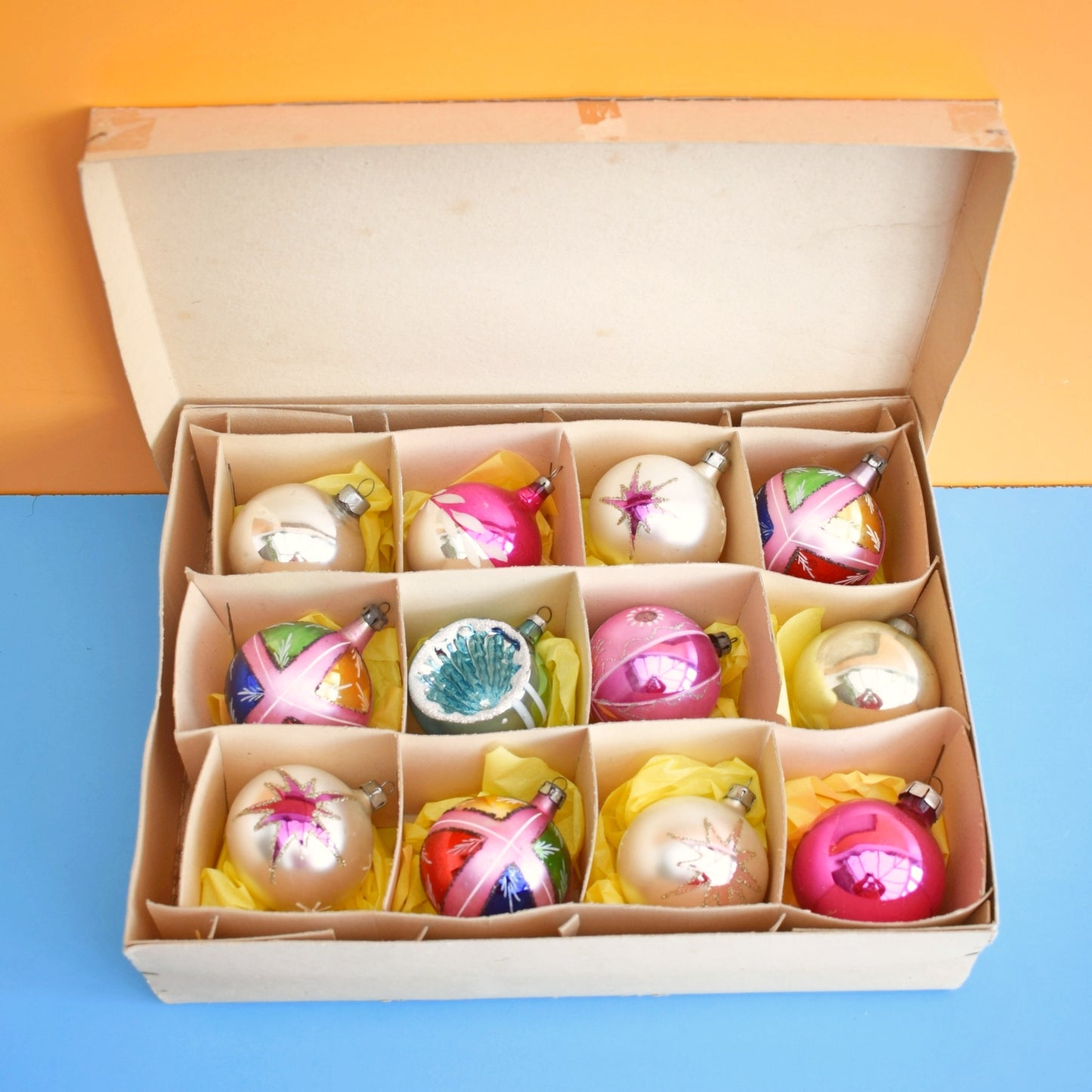 Vintage 1960s Glass Christmas Medium Baubles