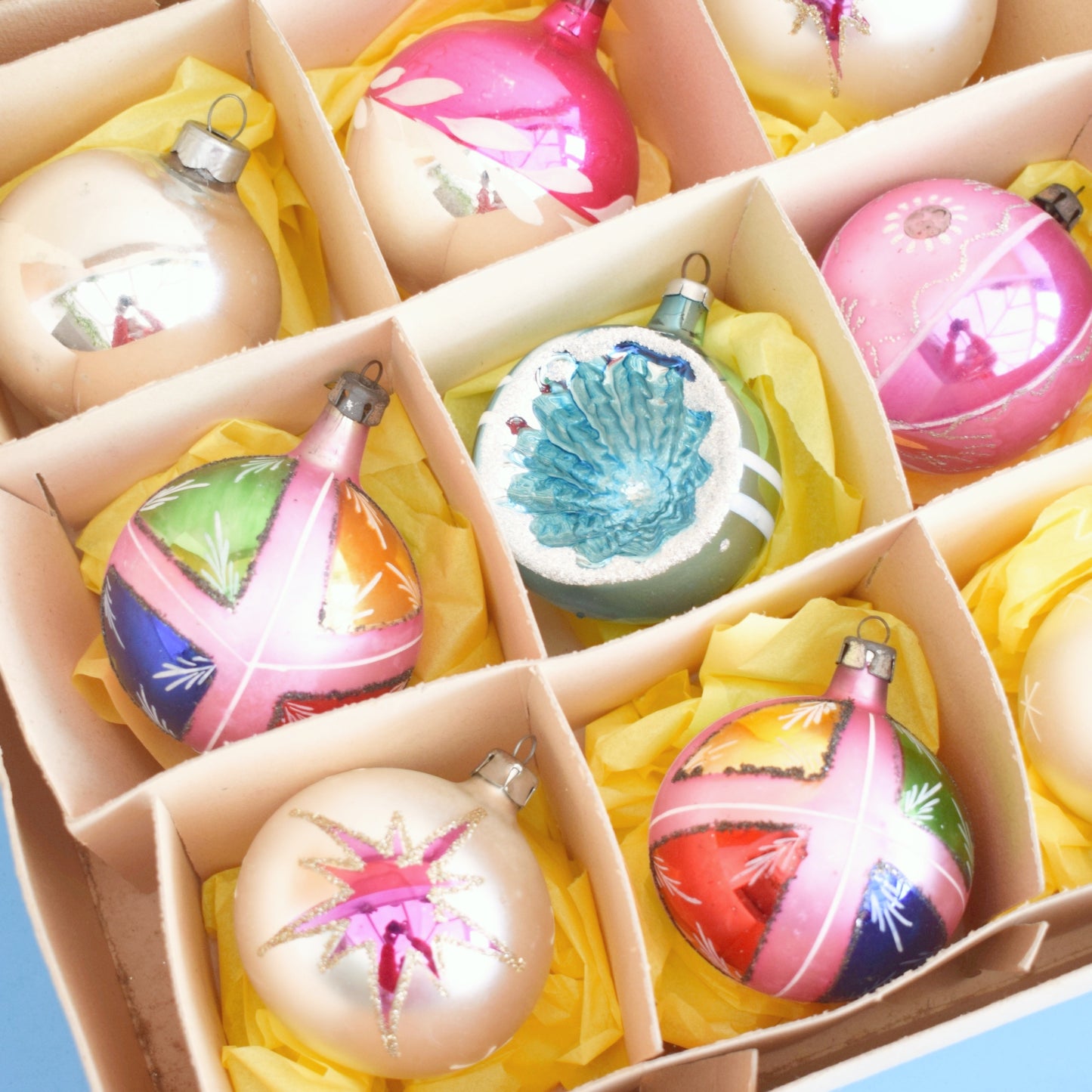 Vintage 1960s Glass Christmas Medium Baubles