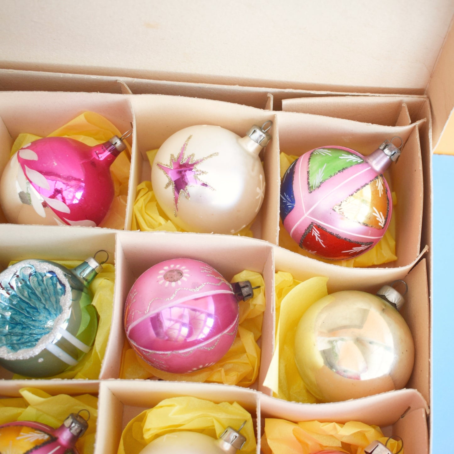 Vintage 1960s Glass Christmas Medium Baubles