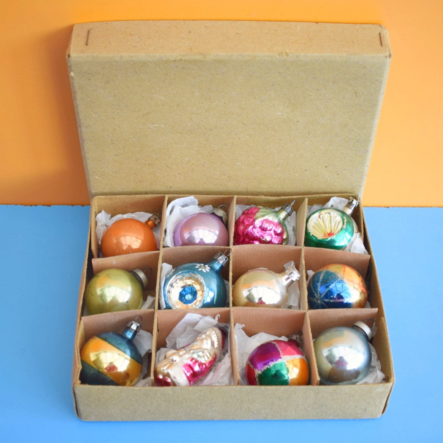 Vintage 1960s Glass Special Mixed Christmas Baubles