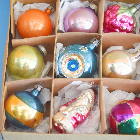 Vintage 1960s Glass Special Mixed Christmas Baubles