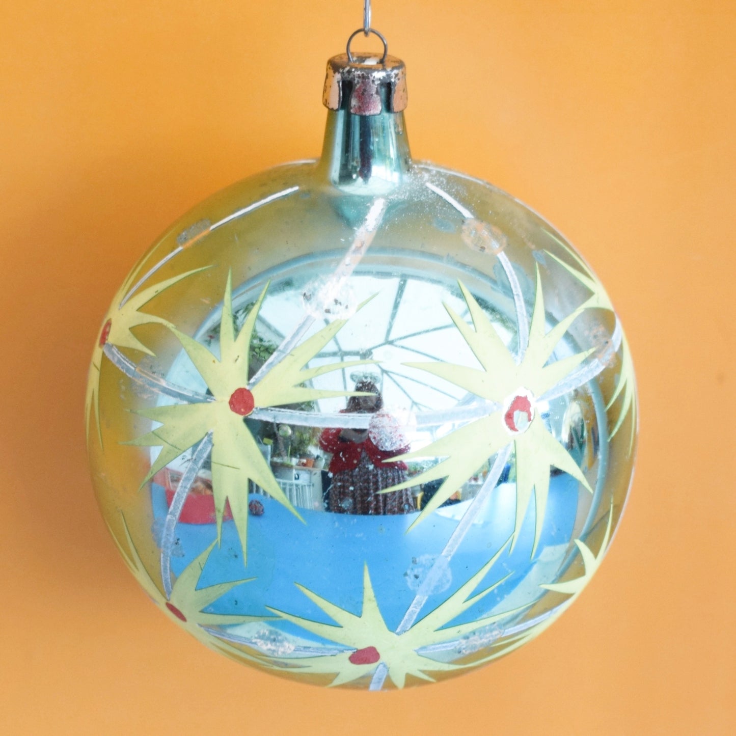 Vintage 1960s  Large Pair of Glass Christmas Baubles / Decorations