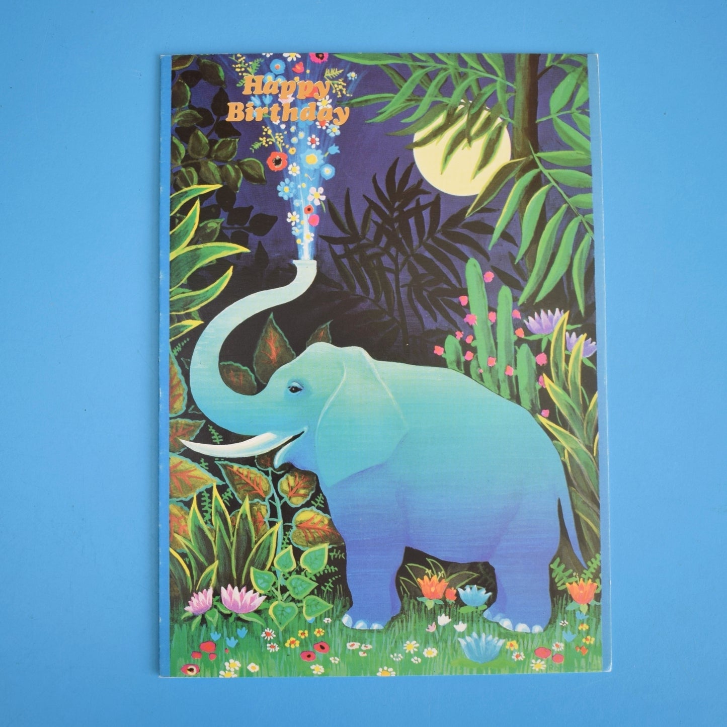 Vintage 1970s Greeting Card - by Paolo Romanelli - Midnight Elephant by Eric's Cards