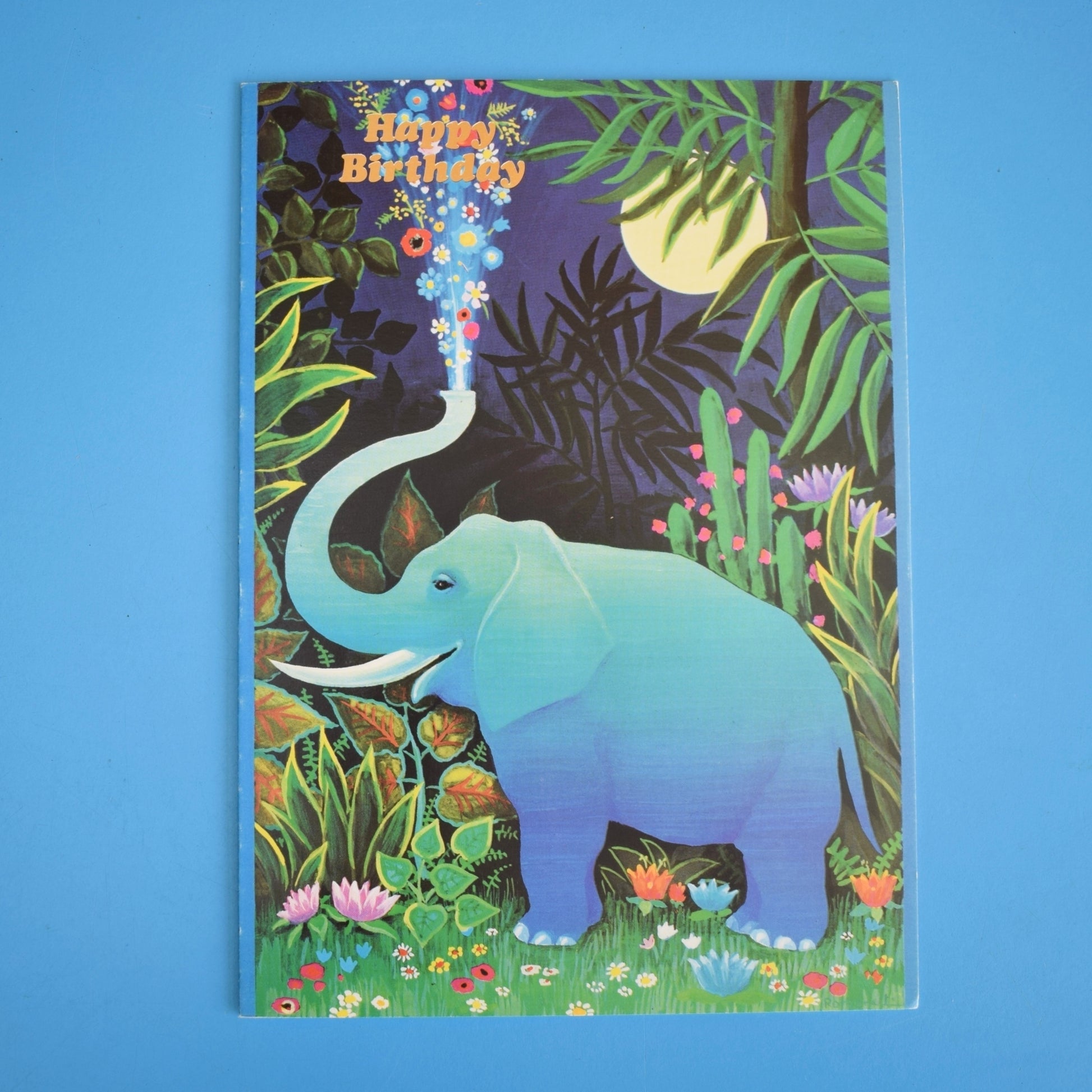 Vintage 1970s Greeting Card - by Paolo Romanelli - Midnight Elephant by Eric's Cards