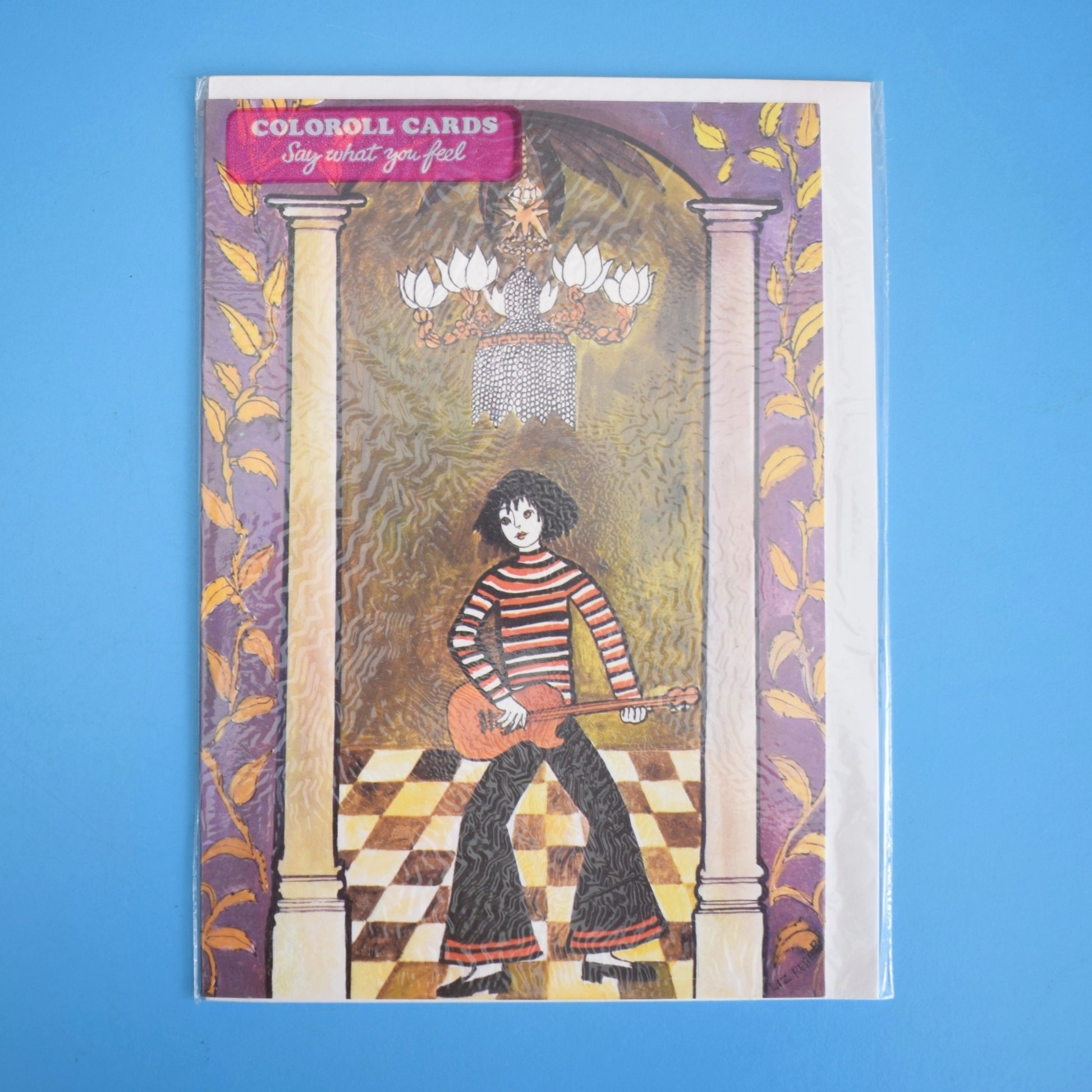 Vintage 1970s Greeting Card - by Liz Reber - Guitar Player by Eric's Cards