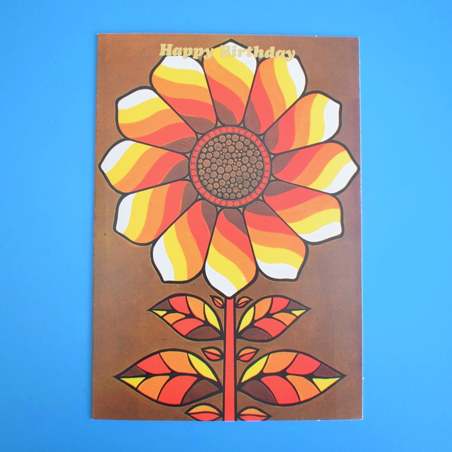 Vintage 1970s Greeting Card - by Paolo Romanelli - Roman Sunflower, Yellow