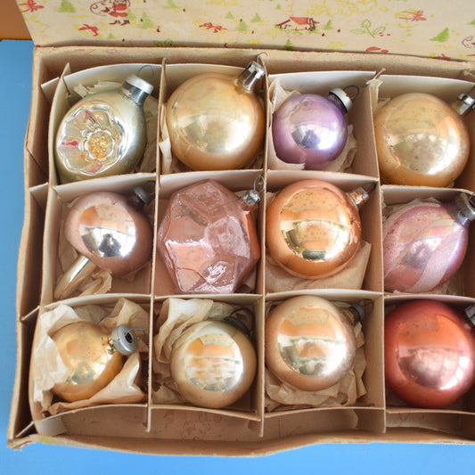 Vintage 1960s Glass Special Baubles - Mixed- Lilac/ Gold