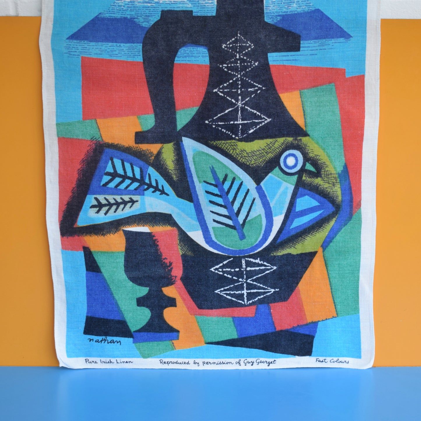 Vintage 1960s Tea Towel / Poster - Air France Chile - Jacques Nathan-Garamond