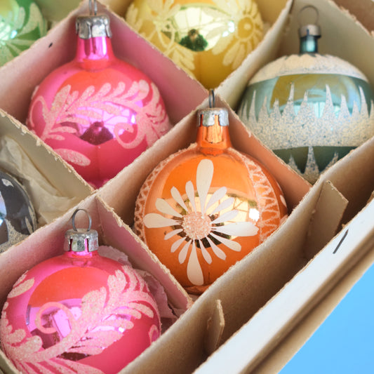 Vintage 1960s Glass Baubles - Pretty Colours
