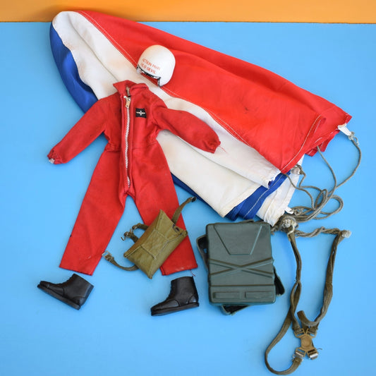 Vintage 1970s Action Man Red Devil Skydiving Jumpsuit / Parachute