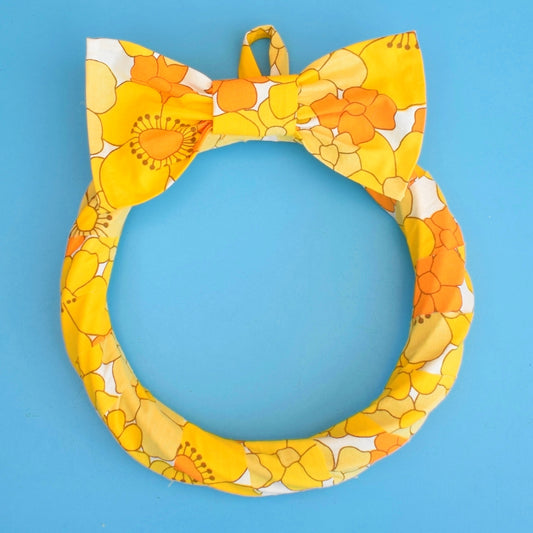 Vintage 1970s Easter / Spring Wreath Made With Vintage Fabric - Flower Power