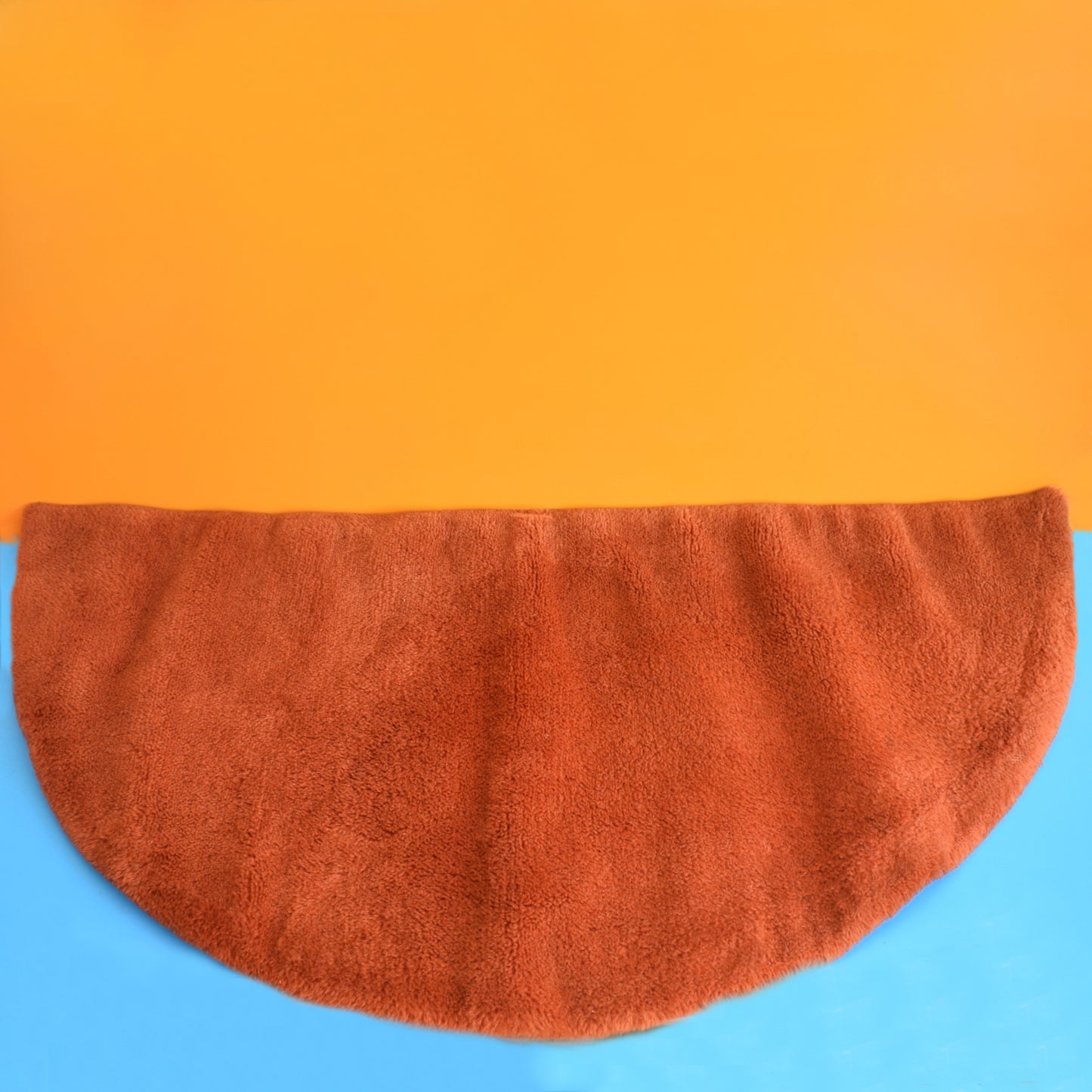 Vintage 1960s Half Moon Rug - Thick Quality- Burnt Orange