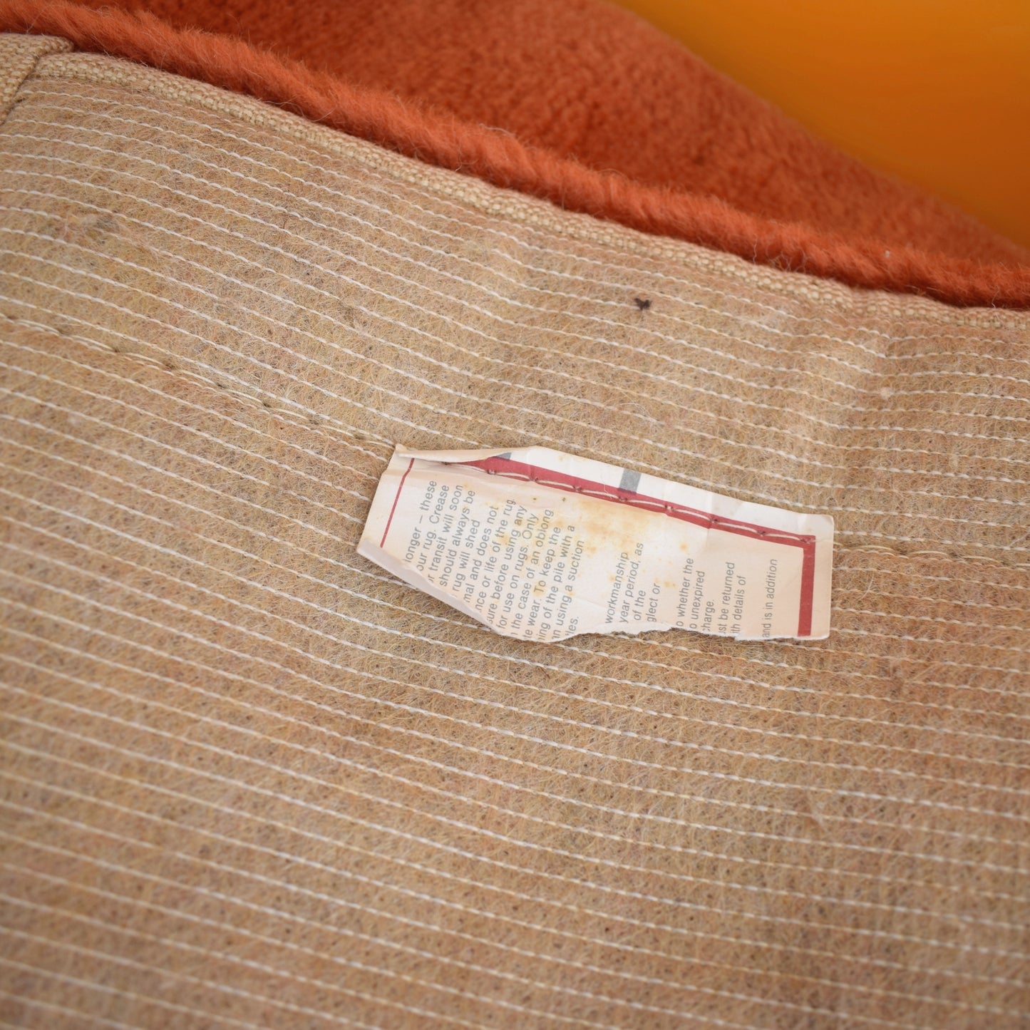 Vintage 1960s Half Moon Rug - Thick Quality- Burnt Orange