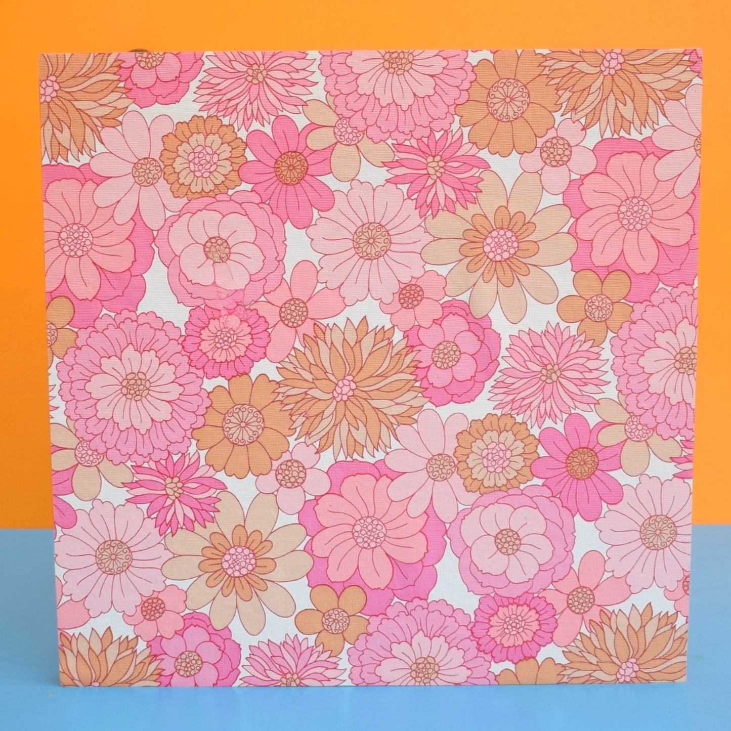 Vintage 1960s Side Table - Flower Power Wallpaper - Pink