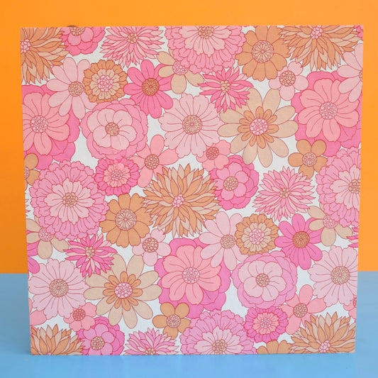 Vintage 1960s Side Table - Flower Power Wallpaper - Pink by Vintage