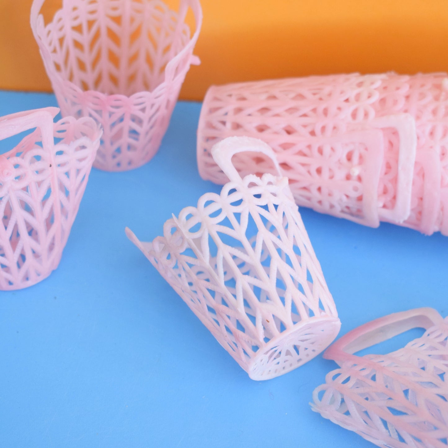 Vintage 1960s Plastic Basket Alternative Advent Calendar - Pink