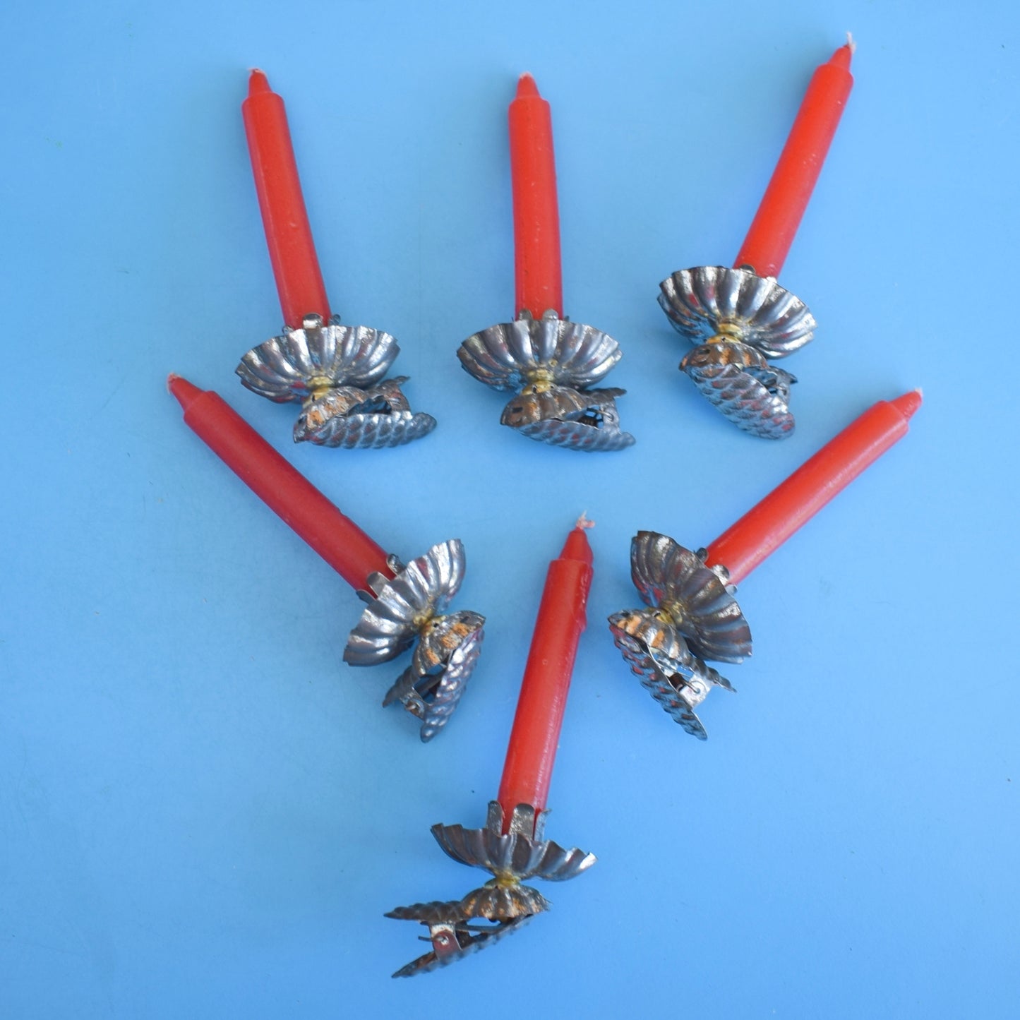 Vintage 1960s Christmas Tree Candle Clips x6