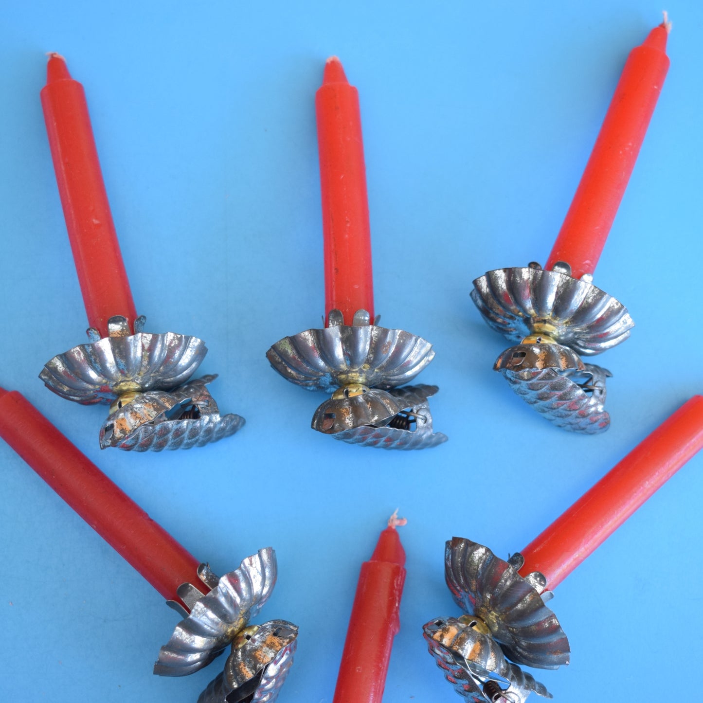 Vintage 1960s Christmas Tree Candle Clips x6