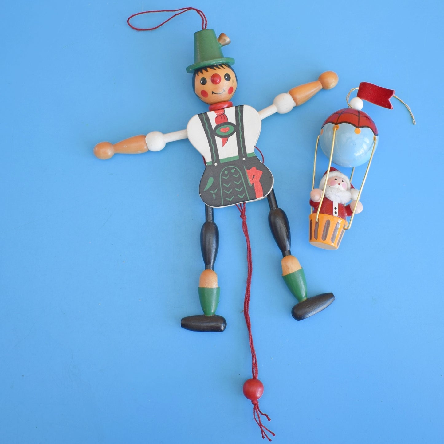 Vintage 1970s Wooden Decorations - Pinocchio / Air Balloon