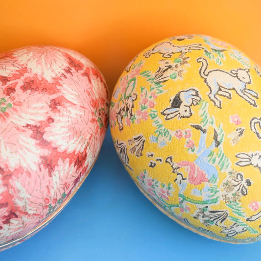 Vintage 1960s Cardboard Egg - Fill With Chocolate Eggs - Easter - Pink/ Yellow