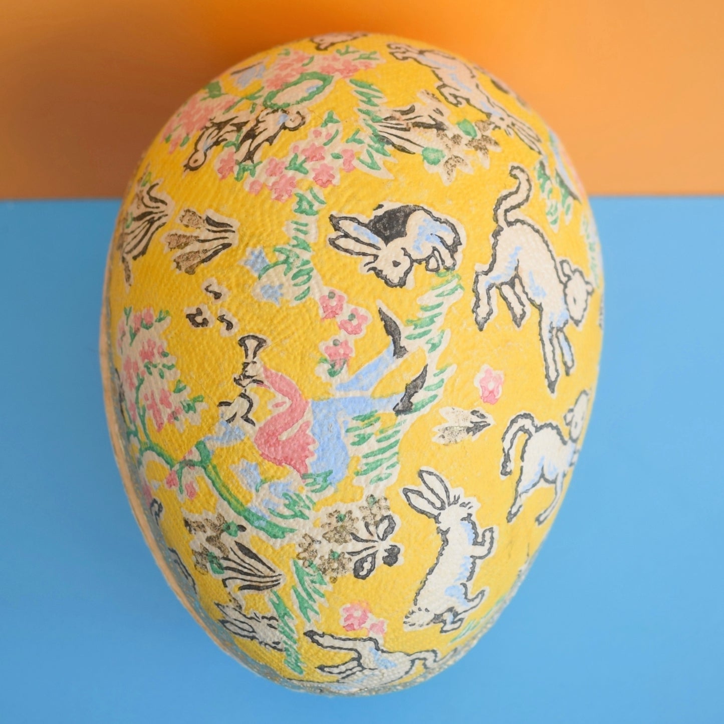 Vintage 1960s Cardboard Egg - Fill With Chocolate Eggs - Easter - Pink/ Yellow