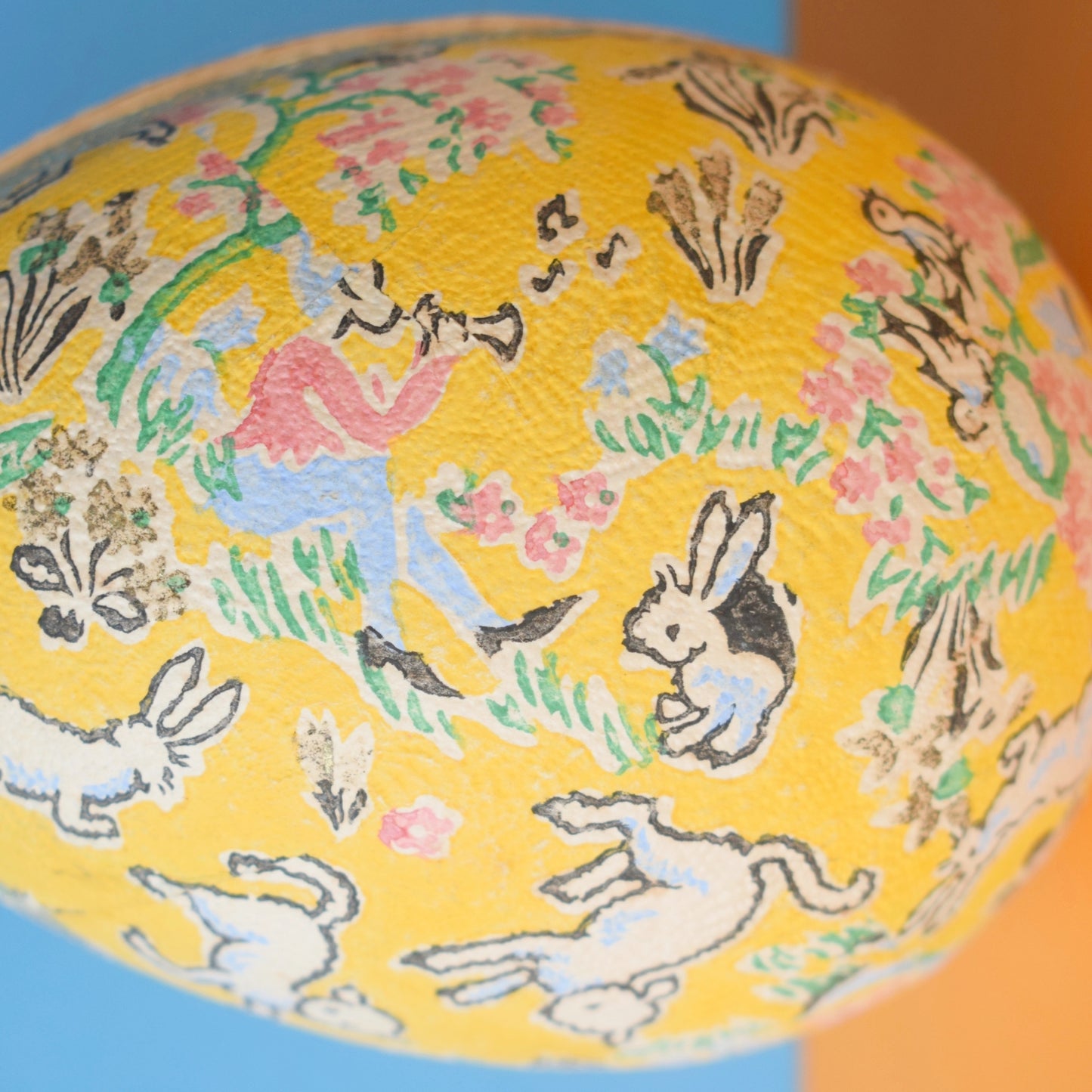 Vintage 1960s Cardboard Egg - Fill With Chocolate Eggs - Easter - Pink/ Yellow