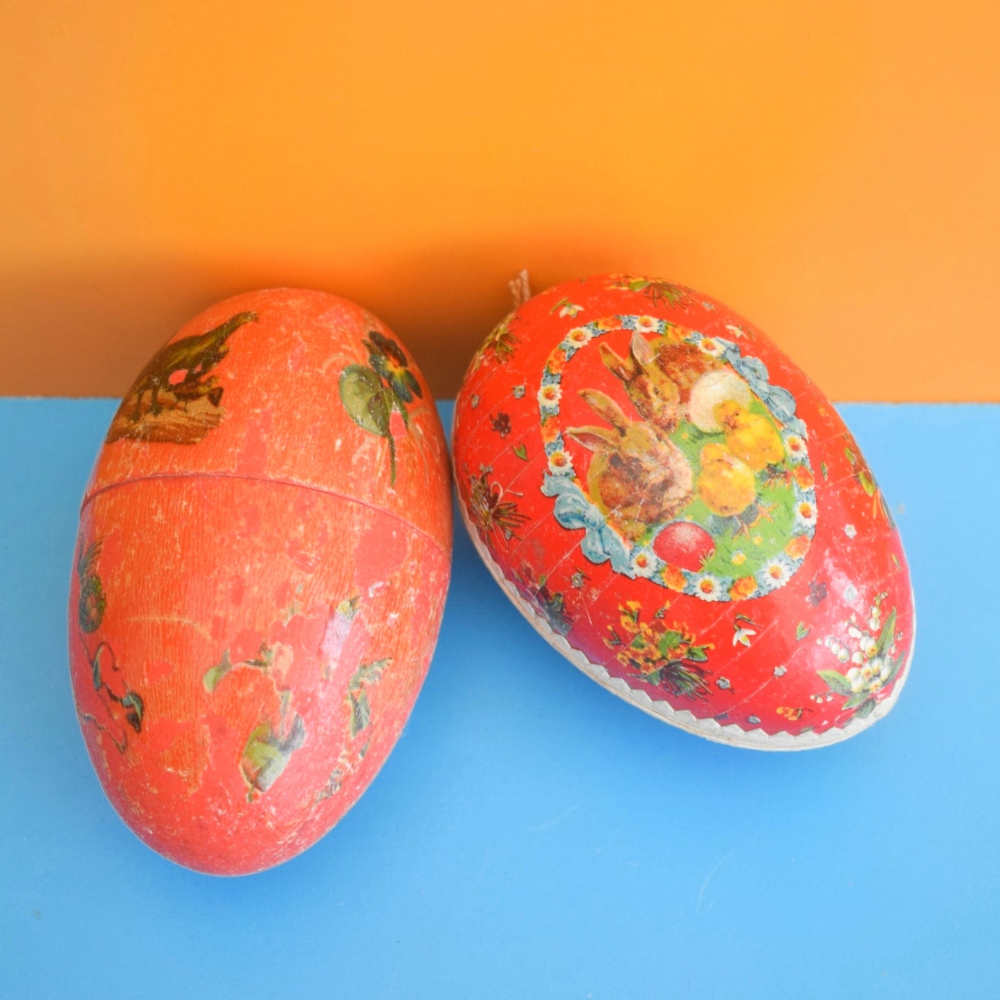 Vintage 1930s Cardboard / Wooden Egg - Easter - German