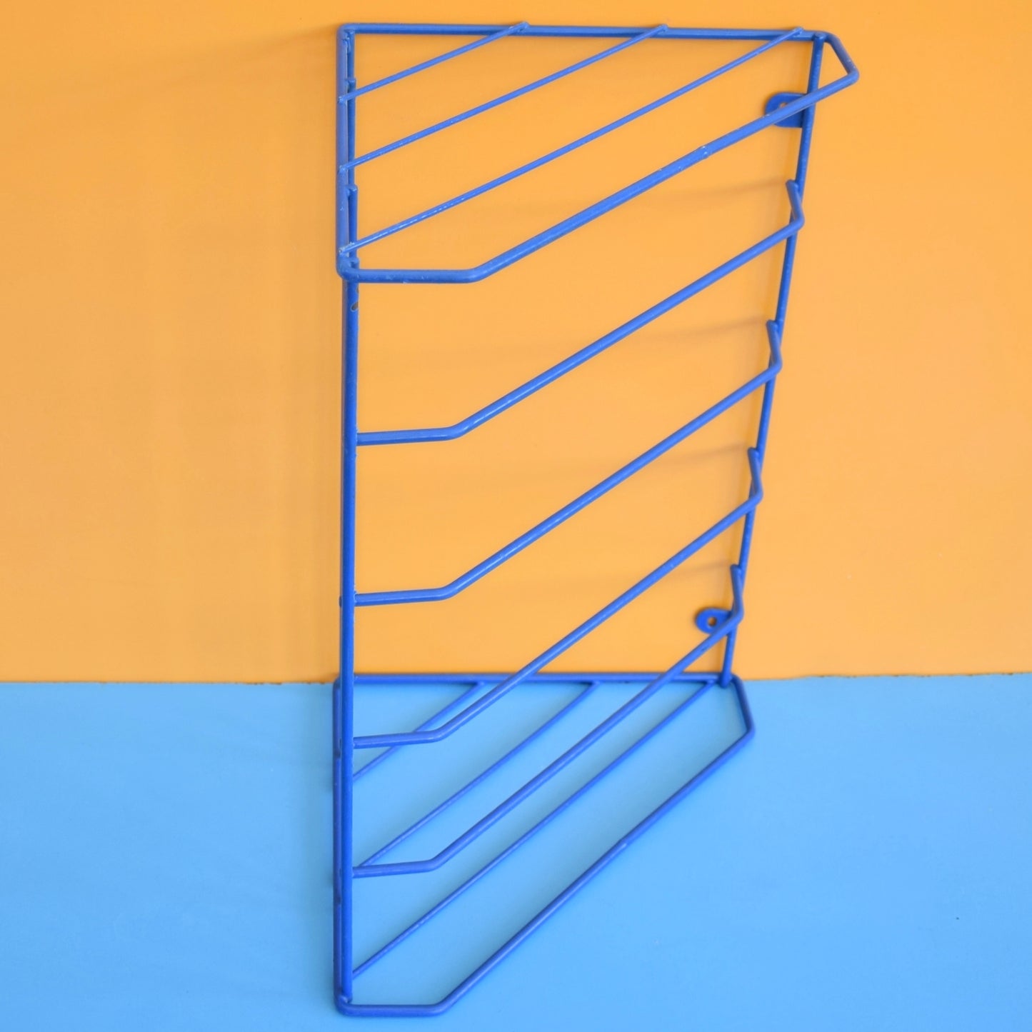 Vintage 1970s Wire Book / Box File Rack - Blue
