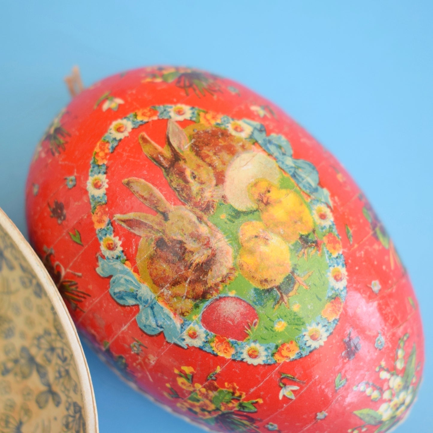 Vintage 1930s Cardboard / Wooden Egg - Easter - German