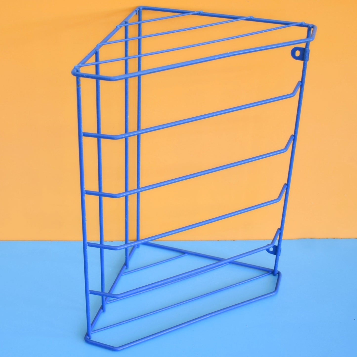 Vintage 1970s Wire Book / Box File Rack - Blue