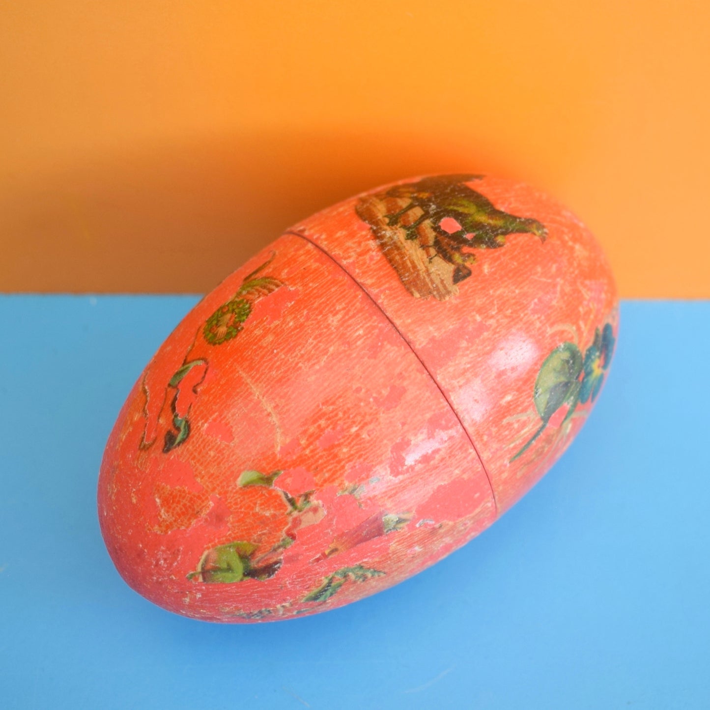 Vintage 1930s Cardboard / Wooden Egg - Easter - German