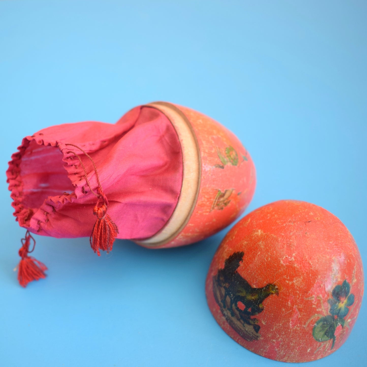 Vintage 1930s Cardboard / Wooden Egg - Easter - German