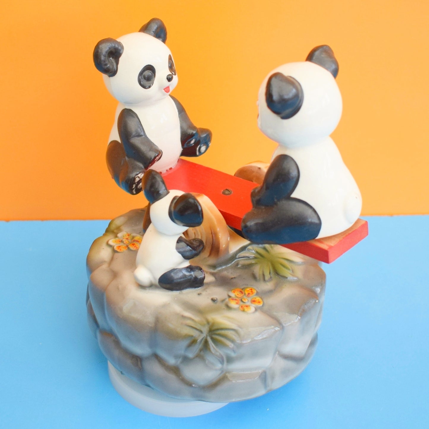 Vintage 1970s Musical Panda See Saw Ornament- Japan