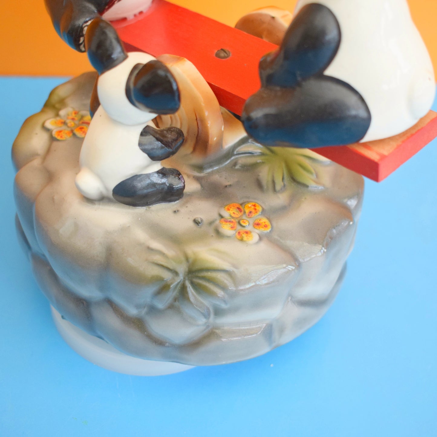 Vintage 1970s Musical Panda See Saw Ornament- Japan
