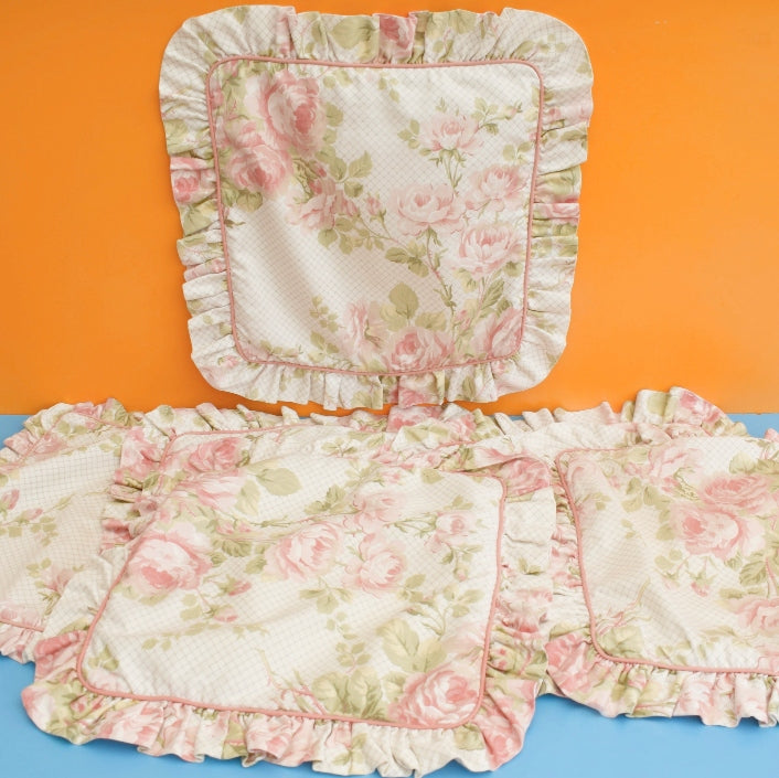 Vintage 1980s Laura Ashley Country Rose Trellis Cushions