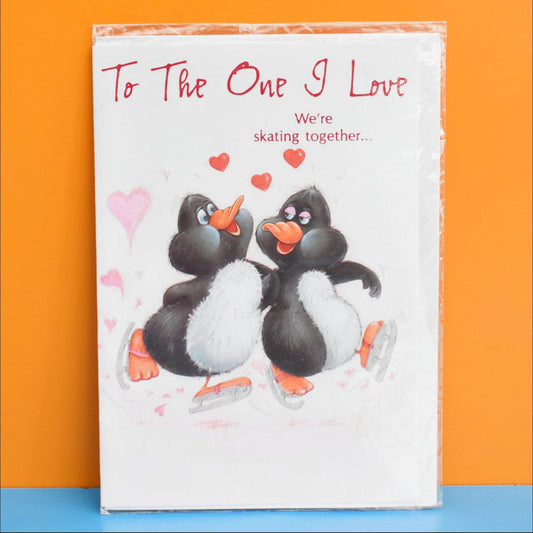 Vintage 1980s Kitsch Valentines Card - Penguin