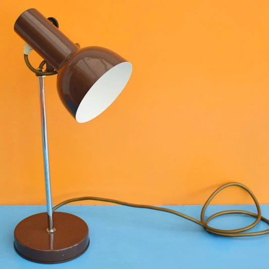 Vintage 1970s Desk Lamp - Chocolate Brown / Chrome