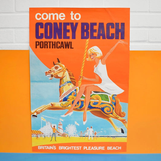 Vintage 1950s Coney Beach Porthcawl Poster - Original Not Reproduction by Vintage