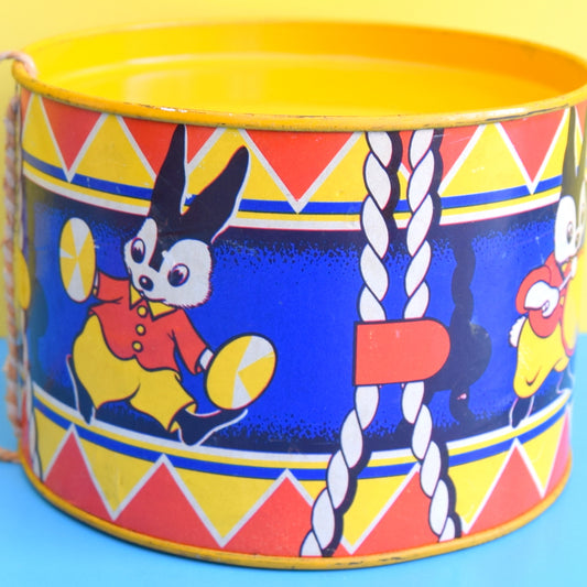 Vintage 1960s kitsch Metal Drum - Bunnies