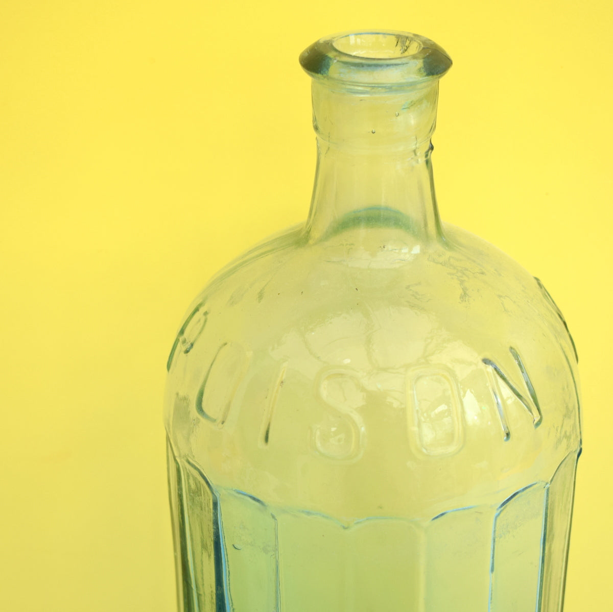 Vintage 1920s Glass Poison Bottle - Huge - Clear