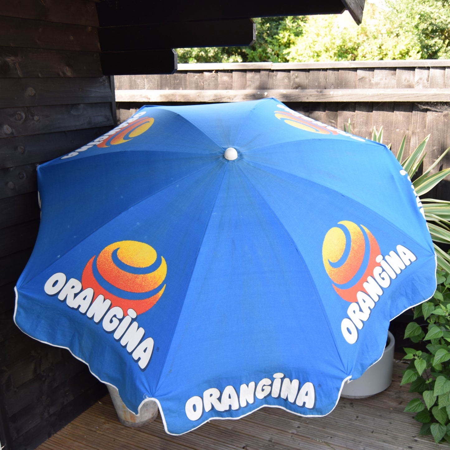 Vintage 1980s - Large Garden Parasol / Umbrella - Orangina