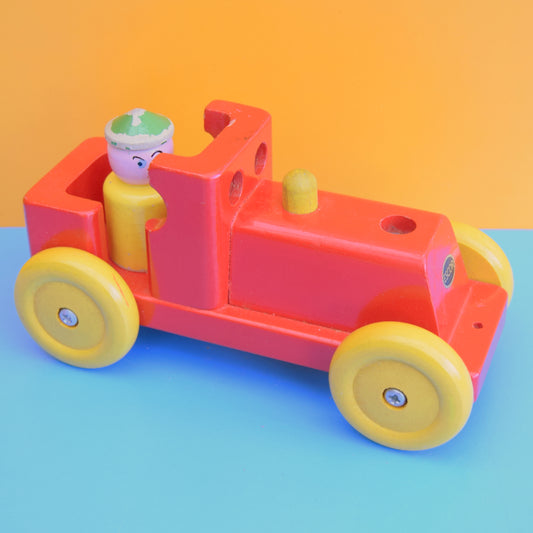 Vintage 1960s Wooden Train Toy With Driver - Escor