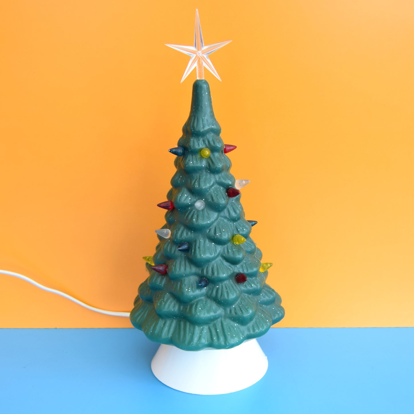 Vintage 1970s Plastic Christmas Tree Lamp - Rainbow Flame Bulb