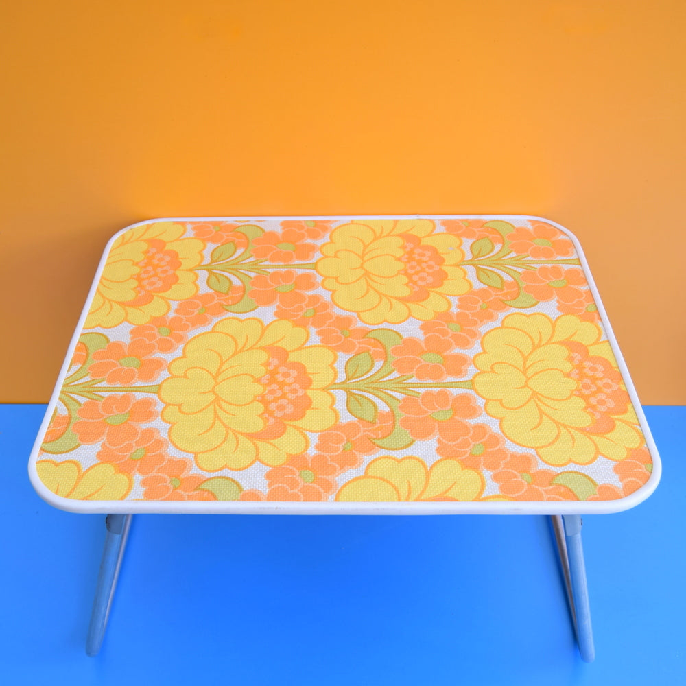 Vintage 1960s Folding Low Table - Flower Power - Orange