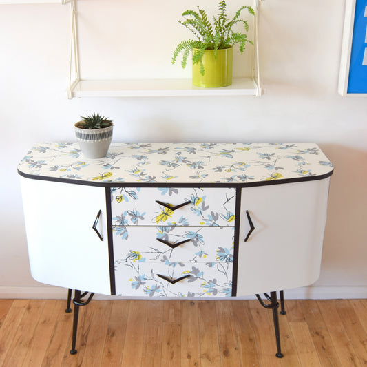 Vintage 1950s Formica Sideboard Unit - Italian - Lime, Blue & Grey